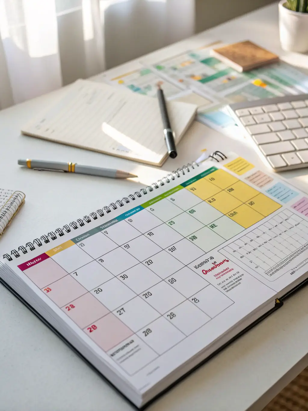 A calendar with a deadline date circled, highlighting the importance of meeting the application deadline, with a subtle American flag in the background.